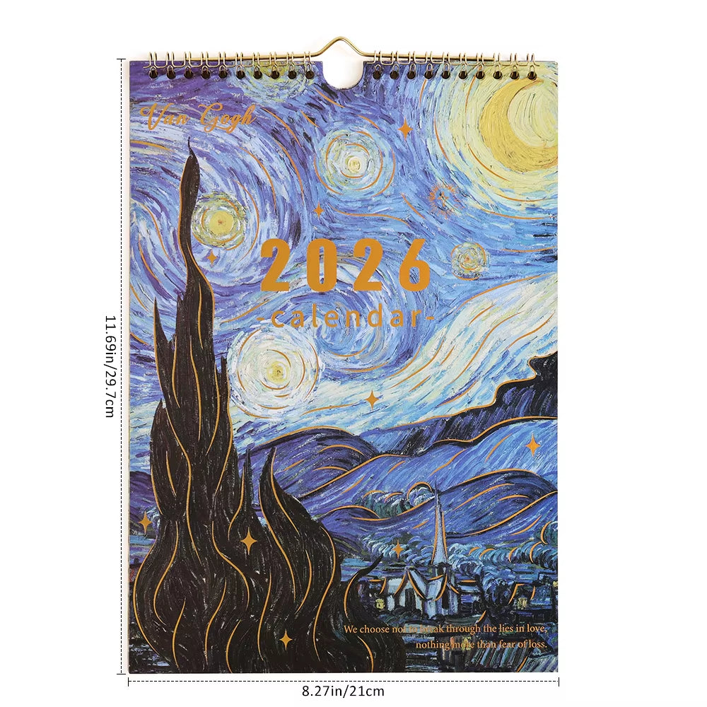 2026 A4 Wall Calendar 12-Month Starry Bronzing Paper Cover Monthly Calendar for Home School Office Organization Supplies
