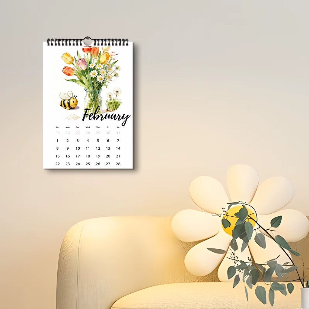 1PC 2026 Floral Watercolor Wall Calendar, Exquisite Flower-Themed Hanging Calendar for Nature & Art Lovers, Yearly Planning