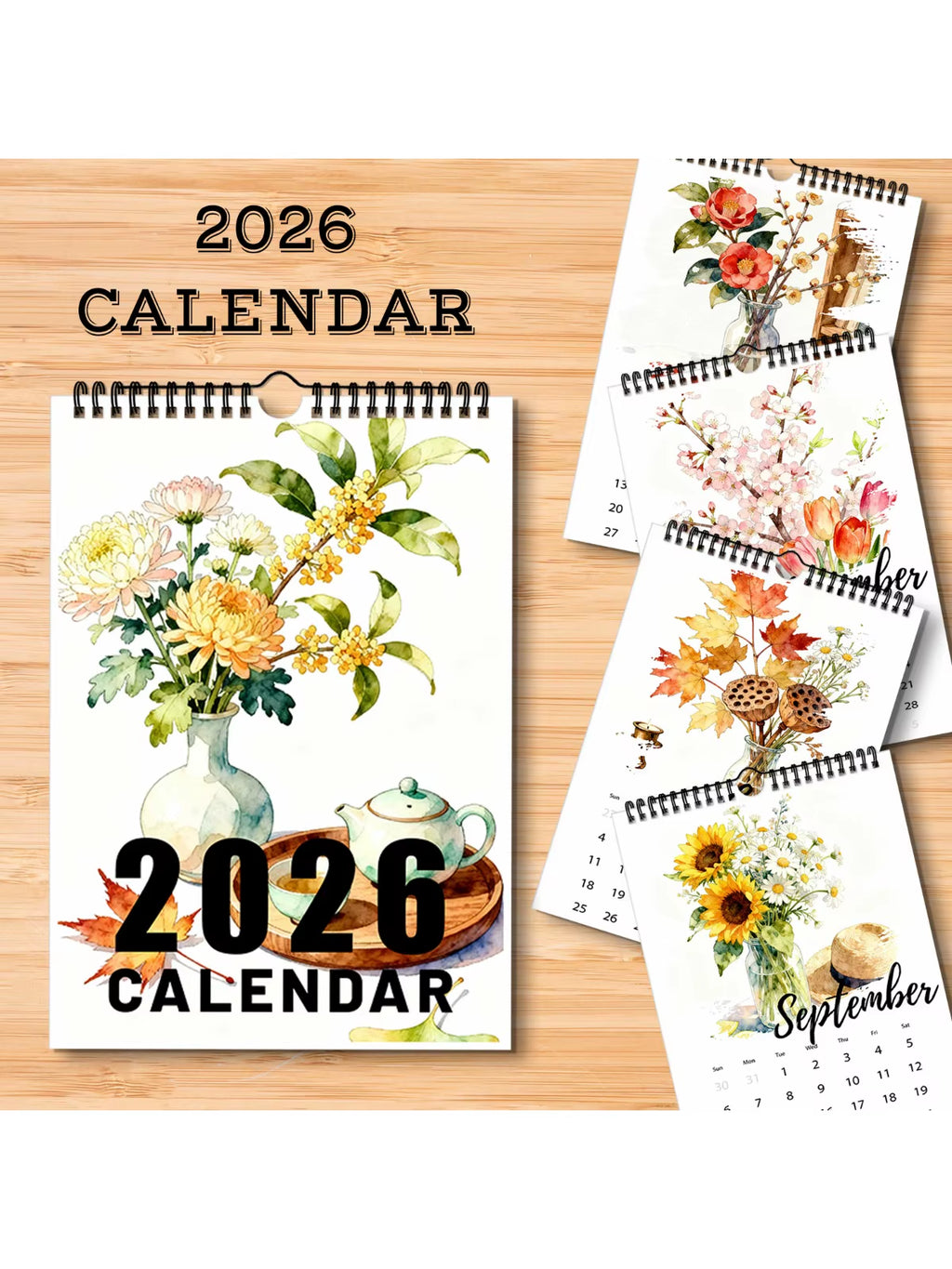 1PC 2026 Floral Watercolor Wall Calendar, Exquisite Flower-Themed Hanging Calendar for Nature & Art Lovers, Yearly Planning