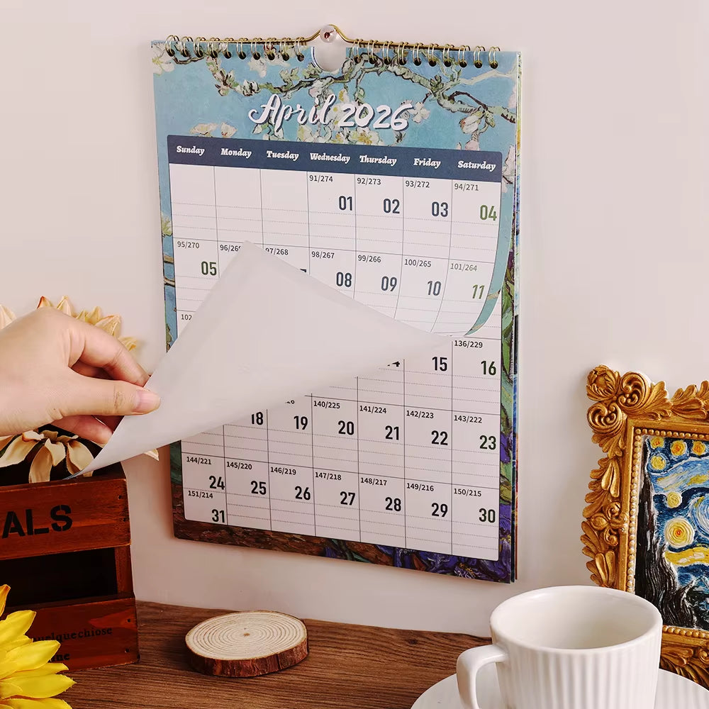 2026 A4 Wall Calendar 12-Month Starry Bronzing Paper Cover Monthly Calendar for Home School Office Organization Supplies