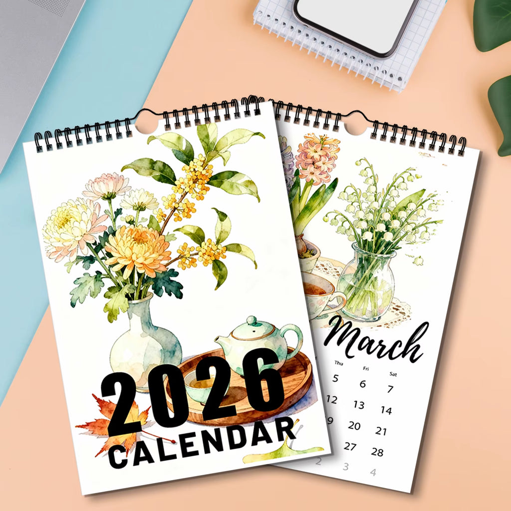 1PC 2026 Floral Watercolor Wall Calendar, Exquisite Flower-Themed Hanging Calendar for Nature & Art Lovers, Yearly Planning